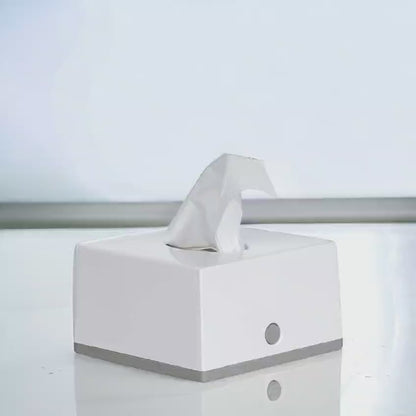 KWEL Square Top Facial Tissue Dispenser with 2 Tissue Refill (White)