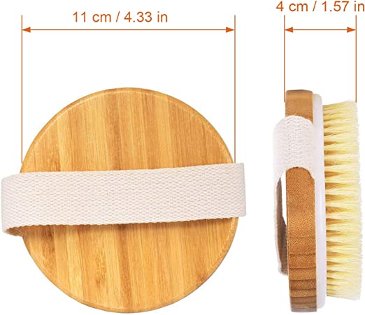 KWEL Wooden Double-sided Bath Brush With Massager and Long Handle With combo Wooden Bath Brush Round (Pack of 1)